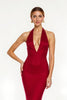 Load image into Gallery viewer, Red Mermaid Satin Long Holiday Party Dress with Slit