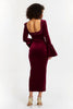 Load image into Gallery viewer, Burgundy Long Sleeves Sheath Holiday Party Dress with Lace