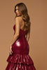 Load image into Gallery viewer, Metallic Burgundy Tiered Sweetheart Long Prom Dress with Slit