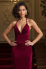 Load image into Gallery viewer, Burgundy Spaghetti Straps Mermaid Long Holiday Party Dress