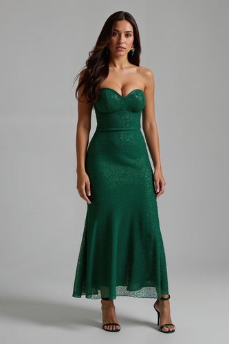 Sparkly Dark Green Sweetheart Sheath Long Holiday Party Dress