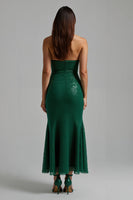 Load image into Gallery viewer, Sparkly Dark Green Sweetheart Sheath Long Holiday Party Dress