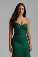 Load image into Gallery viewer, Sparkly Dark Green Sweetheart Sheath Long Holiday Party Dress