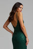 Load image into Gallery viewer, Sparkly Dark Green Long Sheath Holiday Party Dress with Slit