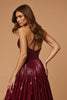 Load image into Gallery viewer, Metallic Burgundy A Line Halter Long Prom Dress with Slit