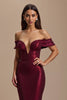 Load image into Gallery viewer, Sparkly Burgundy Off The Shoulder Mermaid Long Holiday Party Dress