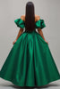 Load image into Gallery viewer, Dark Green A Line Satin Long Prom Dress with Sleeves