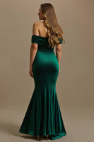 Load image into Gallery viewer, Dark Green Off The Shoulder Mermaid Long Holiday Party Dress