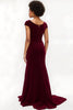 Load image into Gallery viewer, Burgundy Long Boat Neck Holiday Party Dress with Sleeves