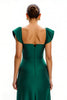 Load image into Gallery viewer, Dark Green Cap Sleeves V-Neck Long Holiday Party Dress with Slit