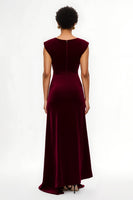 Load image into Gallery viewer, Simple Sheath Burgundy Asymmetrical Long Holiday Party Dress