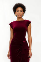 Load image into Gallery viewer, Simple Sheath Burgundy Asymmetrical Long Holiday Party Dress