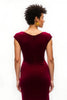 Load image into Gallery viewer, Burgundy Cap Sleeves Boat Neck Long Holiday Party Dress with Slit