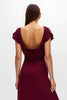 Load image into Gallery viewer, Burgundy V-Neck Sheath Long Holiday Party Dress with Slit