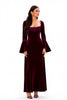 Load image into Gallery viewer, Burgundy Scoop Neck Sheath Long Holiday Party Dress with Sleeves
