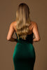 Load image into Gallery viewer, Dark Green Mermaid Strapless Tiered Long Holiday Party Dress