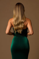Load image into Gallery viewer, Dark Green Mermaid Strapless Tiered Long Holiday Party Dress
