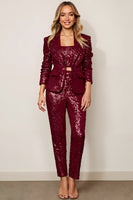 Load image into Gallery viewer, Sparkly 2 Piece Burgundy Sequins Women Prom Suits