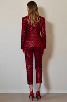 Load image into Gallery viewer, Sparkly 2 Piece Burgundy Sequins Women Prom Suits