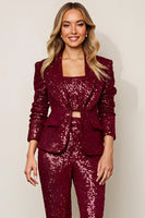 Load image into Gallery viewer, Sparkly 2 Piece Burgundy Sequins Women Prom Suits