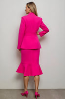 Load image into Gallery viewer, 2 Piece Fuchsia Peak Lapel Midi Women Prom Suits with Belts