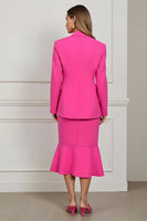 Load image into Gallery viewer, 2 Piece Fuchsia Mermaid Peak Lapel Midi Women Prom Suits