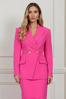 Load image into Gallery viewer, 2 Piece Fuchsia Mermaid Peak Lapel Midi Women Prom Suits