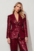 Load image into Gallery viewer, 2 Piece Sparkly Burgundy Sequins Women Prom Suits