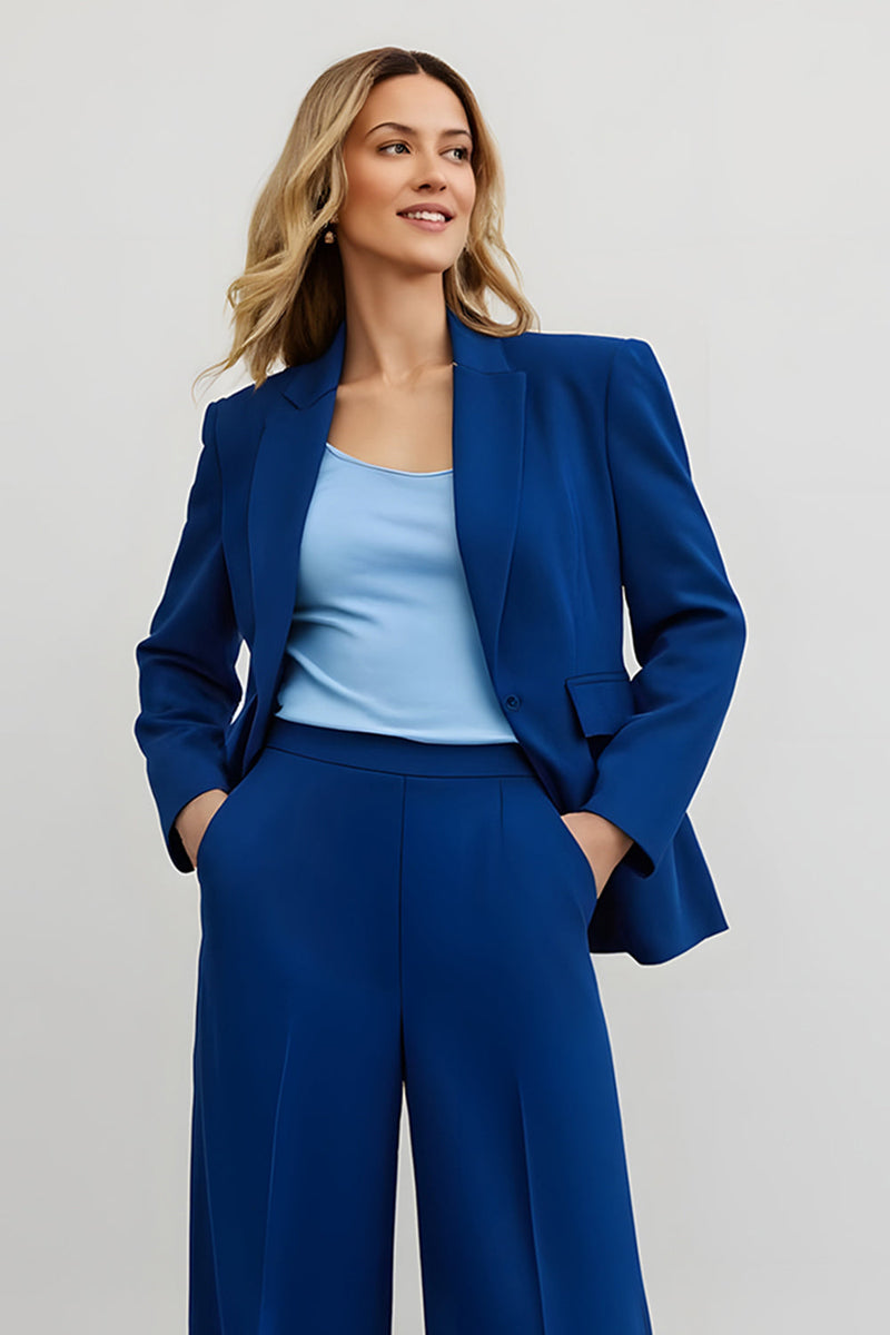 Load image into Gallery viewer, 2 Piece Dark Blue Notched Lapel Business Suits with Pockets