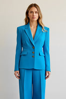 Load image into Gallery viewer, 2 Piece Blue Satin Notched Lapel Women Prom Suits