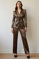 Load image into Gallery viewer, 2 Piece Gold Black Leopard Women Prom Suits