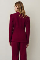 Load image into Gallery viewer, 2 Piece Burgundy Shawl Lapel Women Prom Suits with Ruffles