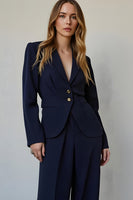 Load image into Gallery viewer, 2 Piece Navy Single Breasted Satin Business Suits