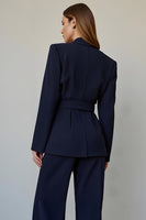 Load image into Gallery viewer, 2 Piece Navy Single Breasted Satin Business Suits