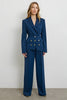 Load image into Gallery viewer, 2 Piece Dark Blue Satin Double Breasted Business Suits