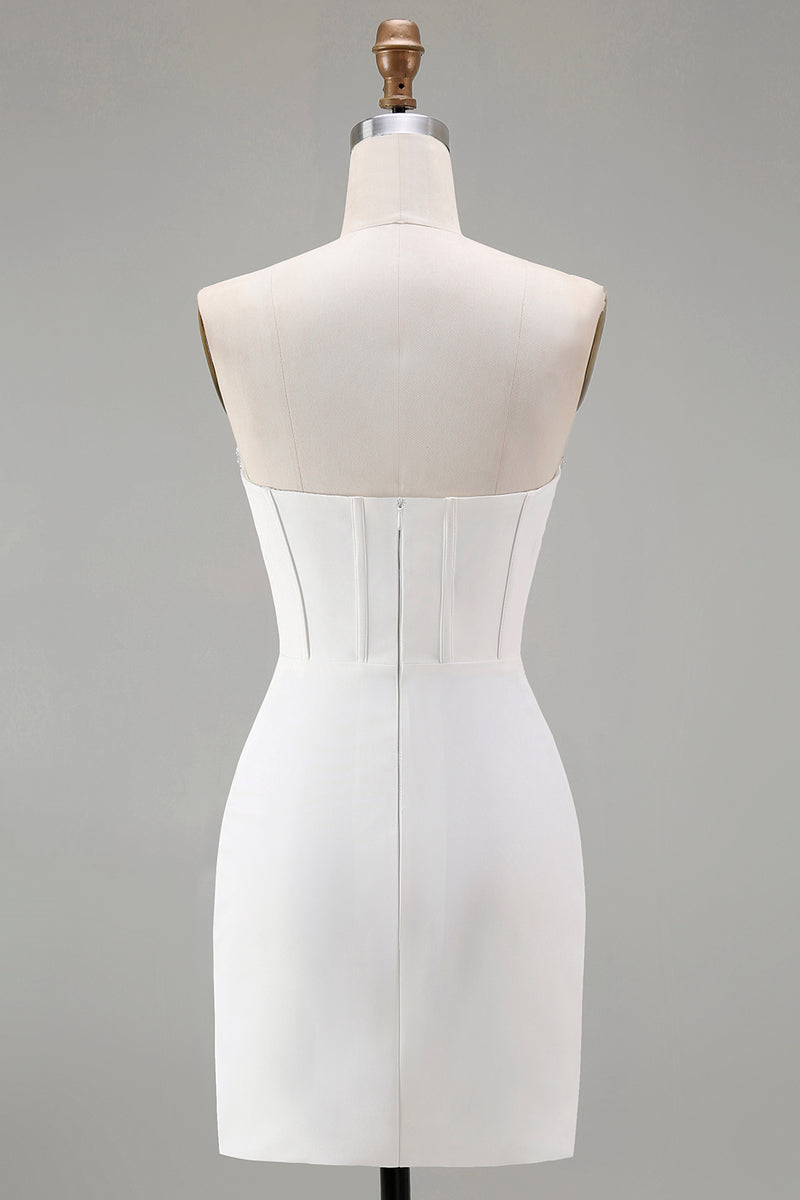 Load image into Gallery viewer, White Sweetheart Short Bodycon Beaded Prom Dress