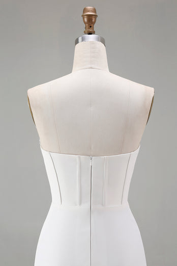 White Sweetheart Short Bodycon Beaded Prom Dress