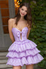 Load image into Gallery viewer, Lilac A-Line Sweetheart Tiered Short Corset Prom Dress