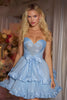 Load image into Gallery viewer, Blue Sweetheart A-Line Ruffled Short Corset Prom Dress