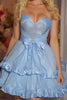 Load image into Gallery viewer, Blue Sweetheart A-Line Ruffled Short Corset Prom Dress