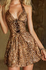 Load image into Gallery viewer, Coffee Leopard A-Line Halter Neck Short Prom Dress