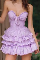 Load image into Gallery viewer, Lilac Sweetheart A-Line Ruffled Short Corset Prom Dress