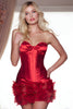 Load image into Gallery viewer, Red Bodycon Satin Short Corset Prom Dress with 3D Flowers