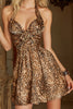 Load image into Gallery viewer, A-Line Coffee Leopard Short Prom Dress with 3D Flower