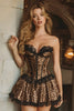 Load image into Gallery viewer, Coffee Leopard Corset A-Line Sweetheart Short Prom Dress with Lace