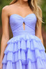Load image into Gallery viewer, Lilac Tiered Keyhole Strapless Short Prom Dress with Ruffles