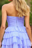 Load image into Gallery viewer, Lilac Tiered Keyhole Strapless Short Prom Dress with Ruffles