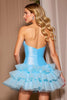 Load image into Gallery viewer, Sparkly Blue Tiered Short Corset Prom Dress with Beading