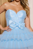 Load image into Gallery viewer, Blue A Line Sweetheart Ruffled Short Prom Dress with Bow