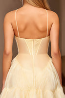 Load image into Gallery viewer, Sparkly Yellow A Line Beaded Short Prom Dress